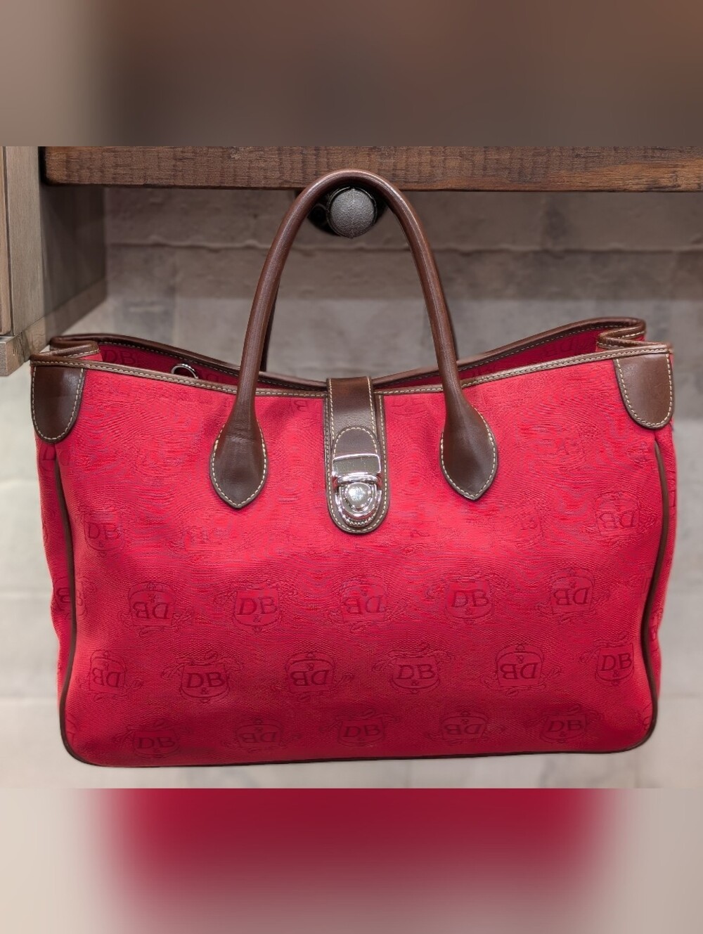Dooney & Bourke Signature Logo Satchel - GUC - Red 14x9.5x6.5 Inches